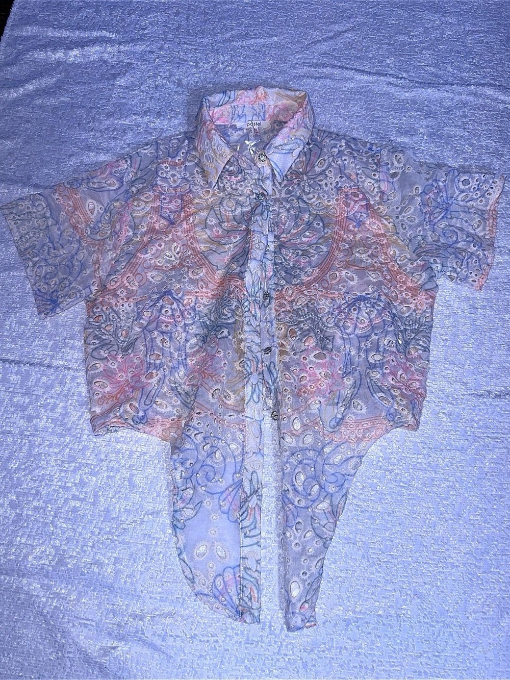 Girls' Pastel Paisley Tie-Front Shirt - Multicolor